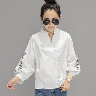 Lantern-sleeve Embroidered Blouse