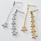 925 Sterling Silver Non-matching Rhinestone Star Dangle Earring