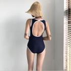 Contrast Trim Cutout-back Swimsuit
