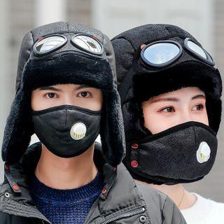 Fleece-lined Trapper Hat With Goggles & Face Mask