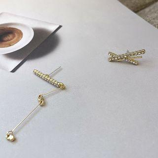 Mismatch Rhinestone Earring 925 Sterling Silver - As Shown In Figure - One Size