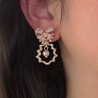 Faux Pearl Earring 1 Pair - 925 Silver - Gold - One Size