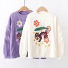 Squirrel Embroidered Sweater