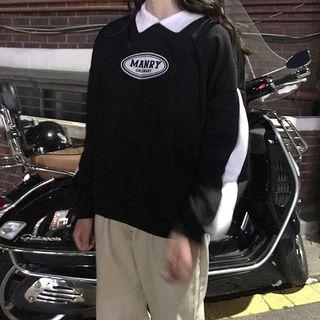 Collared Letter Sweatshirt
