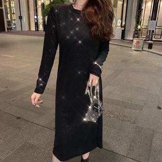 Long-sleeve Glitter Slim Fit Knit Dress