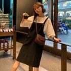 Midi Denim Jumper Dress / Elbow-sleeve T-shirt