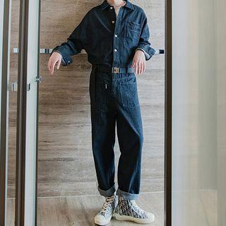 Straight-cut Denim Jumpsuit