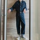 Straight-cut Denim Jumpsuit