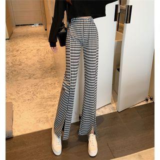 Patterned Slit Boot-cut Pants