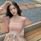Knit Strapless Top / Light Jacket / A-line Skirt / Set