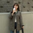 Stand-collar Corduroy-trim Jacket