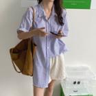 Striped Elbow-sleeve Shirt / Canvas Tote Bag