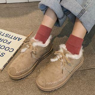 Embroidered Lace-up Snow Ankle Boots