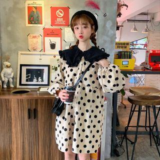 Dot Corduroy Long-sleeve Dress