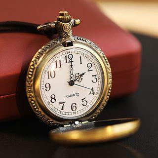 Fob Watch Pendant Necklace Necklace - Brown - One Size