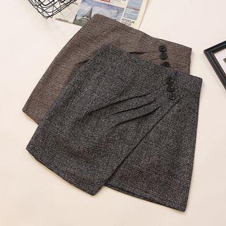 Asymmetric Twill Mini Skirt