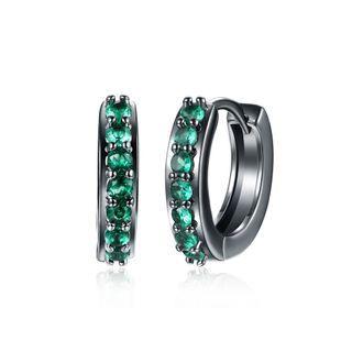 Fashion Simply Geometric Circle Earrings With Green Cubic Zircon Silver - One Size