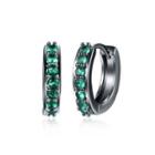 Fashion Simply Geometric Circle Earrings With Green Cubic Zircon Silver - One Size