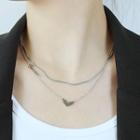 Heart Pendant Layered Stainless Steel Necklace 1974 - Necklace - Silver - One Size