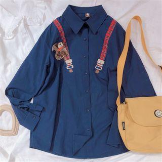 Embroidered Shirt Navy Blue - One Size