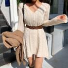Slit-cuff Buttoned Knit Dress