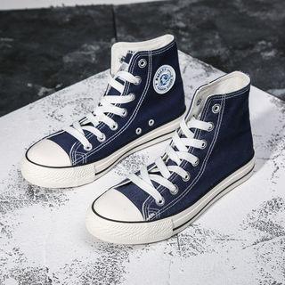 High-top Canvas Stitched Sneakers