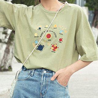 Planet Embroidered Short-sleeve Tee