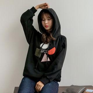 Appliqu  Kangaroo-pocket Fleece-lined Hoodie