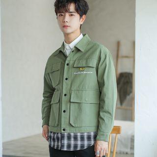 Mock Two-piece Letter Embroidered Jacket