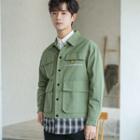 Mock Two-piece Letter Embroidered Jacket