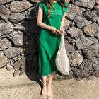 Cap-sleeve Lettering Long T-shirt Dress
