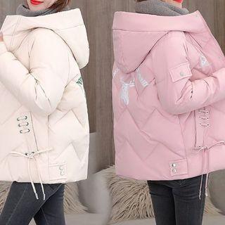Hooded Padded Deer Print Zip Jacket