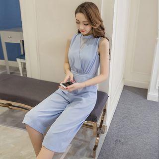 Plain Sleeveless Cropped Jumpsuit