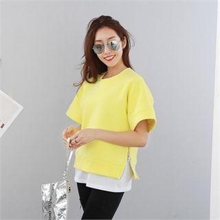 Short-sleeve Zip-detail Sweatshirt