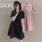 Lace Up Collared Short-sleeve A-line Dress