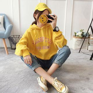 Lettering Drop-shoulder Hoodie