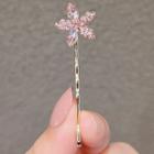 Flower Rhinestone Hair Pin Ly526 - 1 Pc - Pink - One Size
