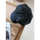Faux-leather Newsboy Cap Black - One Size