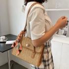 Woven Shoulder Bag With Print Scarf