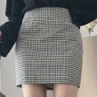 Zip-side Gingham H-line Skirt