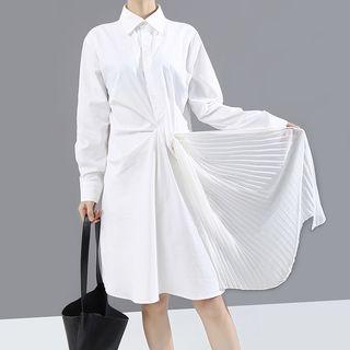 Pleated Panel Shirt Dress