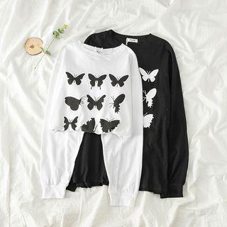 Butterfly Print Long Sleeve T-shirt