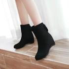 Bow Back Wedge Short Boots