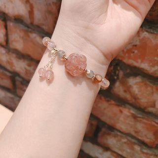 Cat Paw Faux Crystal Bracelet 01 - Cat Paw - Pink & Blue - One Size