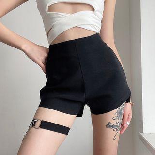 High-waist Straight Leg Shorts With Garter