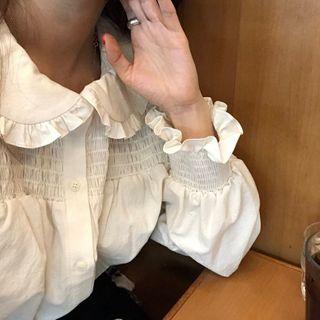 Long-sleeve Ruffle Shirt Off-white - One Size