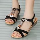 Embellished Kitten Wedge Sandals