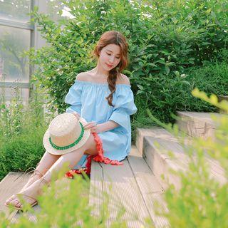 Off-shoulder Fringed Minidress
