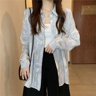 Oversized Print Long-sleeve Shirt