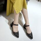 Tweed Block-heel Pointed Sandals